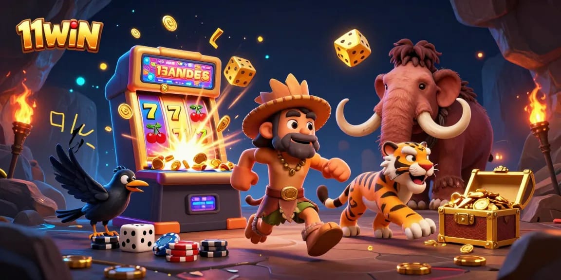 Experience the thrilling action at 11WIN with captivating prehistoric casino elements and vibrant jackpot moments.
