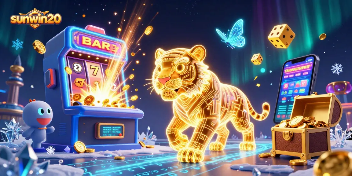 Experience thrilling gameplay at sunwin20 in a vibrant casino scene with dazzling slot explosions.
