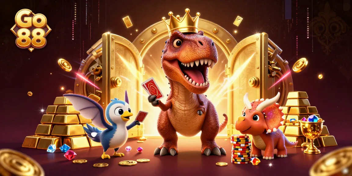 Engage in thrilling adventures at Go 88 with our lively casino-themed illustration.