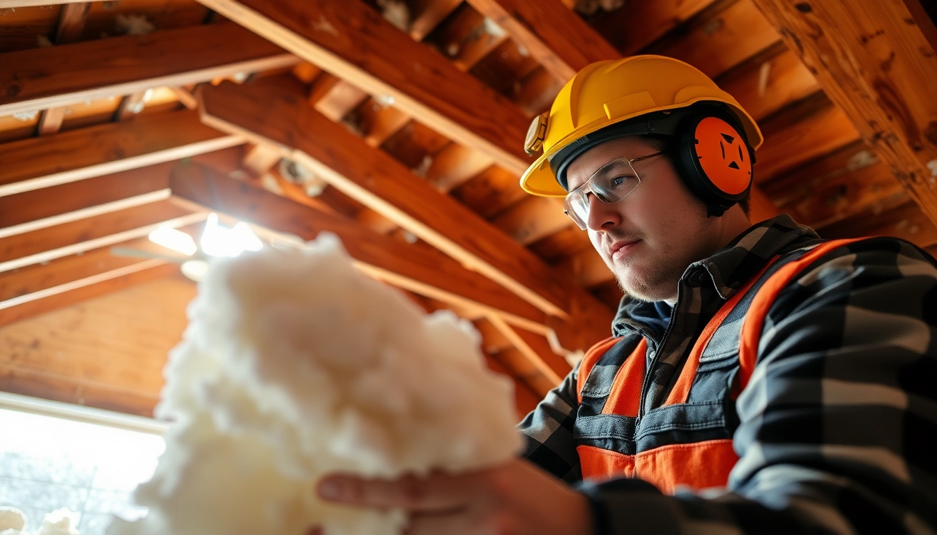 Technician demonstrating open cell spray foam removal in a professional setting while ensuring safety.