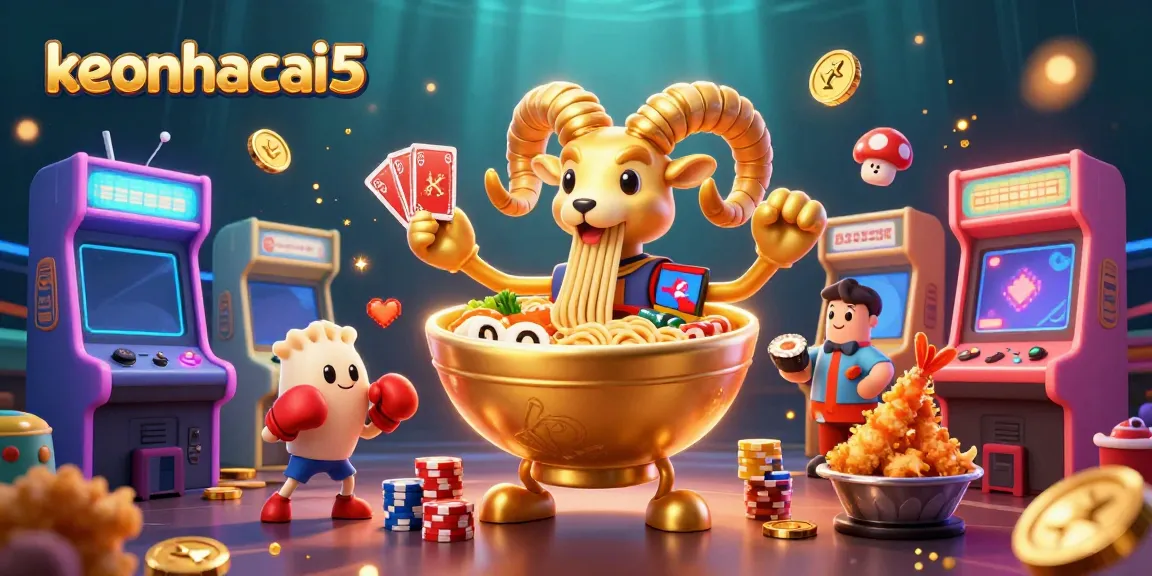 Enjoy thrilling gameplay while betting with keonhacai5, vibrant characters and elements filling a lively casino scene.