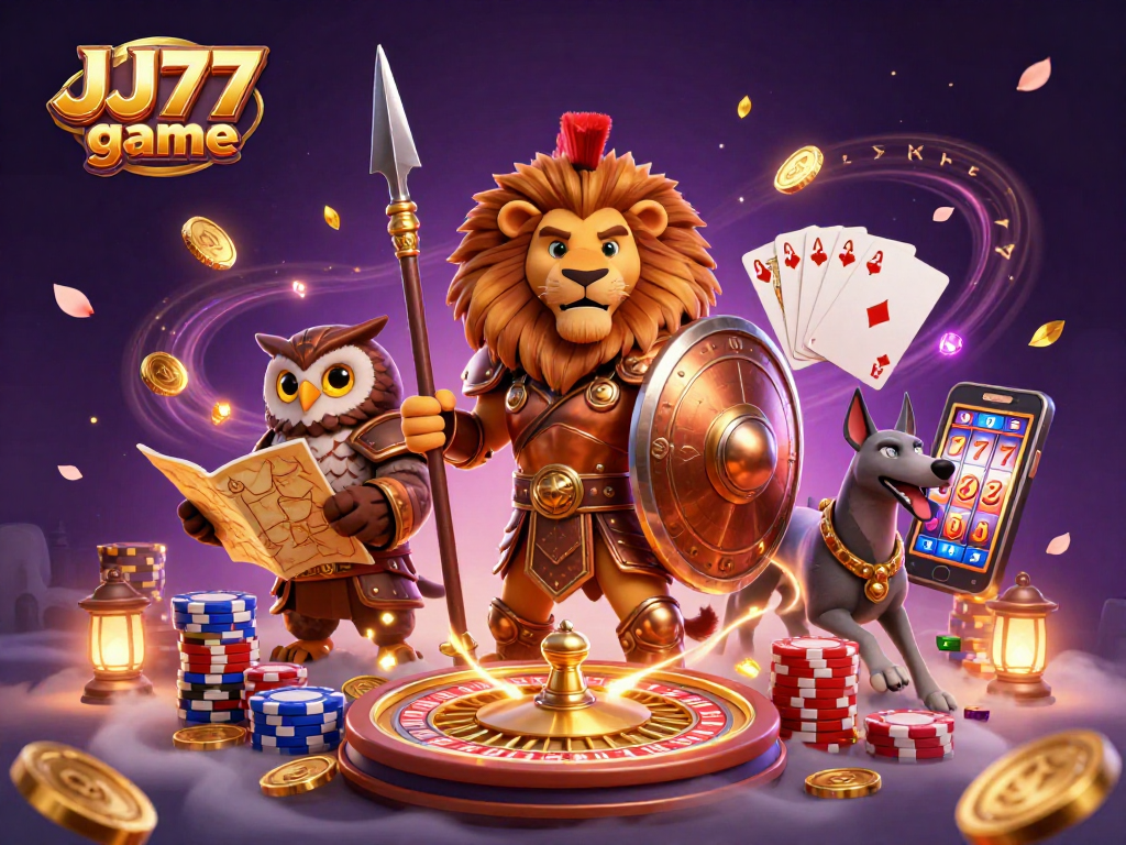 Join the thrilling adventure of the JJ77 game with dynamic characters and exciting gaming elements.