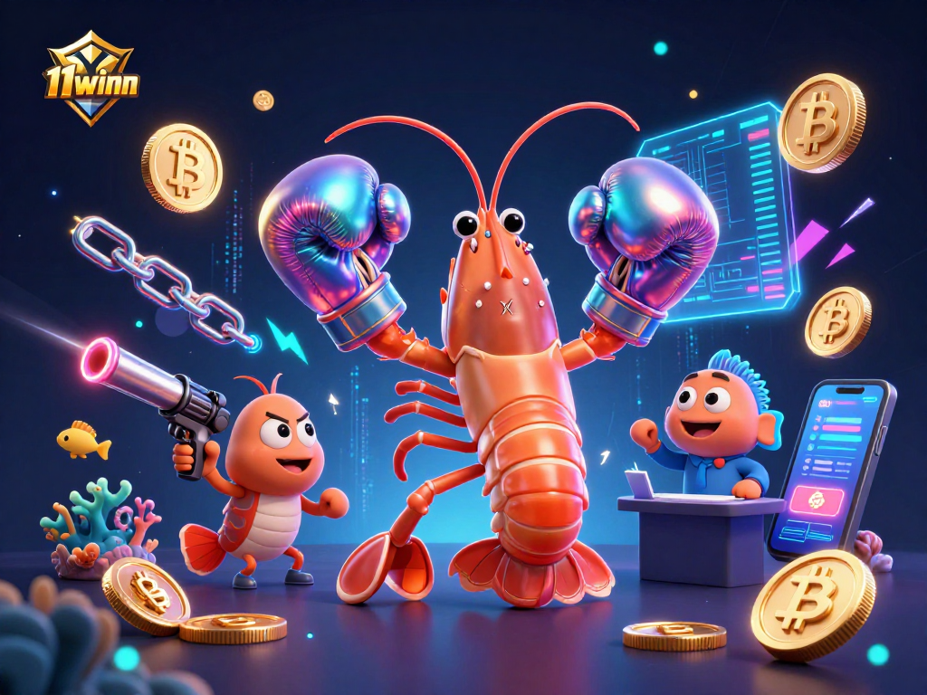 Engage in thrilling fish shooting with 11winn as 3D mantis shrimp battle in a vivid crypto casino.