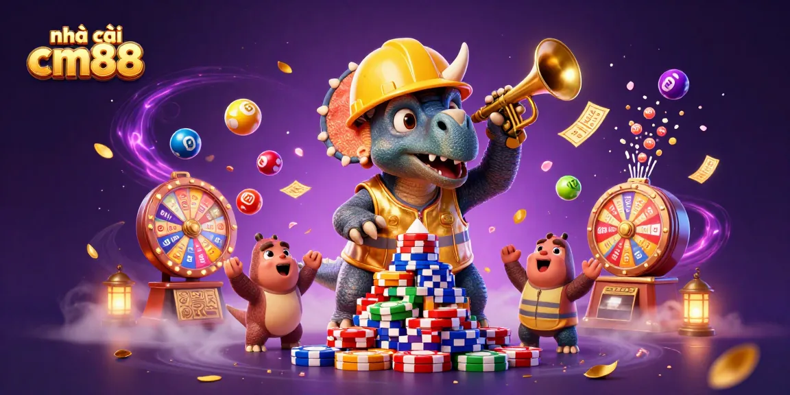 Cheerful illustration showcasing nhà cái cm88 with joyful characters celebrating the excitement of gaming.