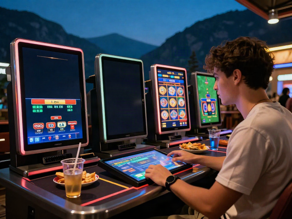 A player engaging with online games at a vibrant gaming setup showcasing https://nbet.page/ with colorful LED lights and multiple screens.
