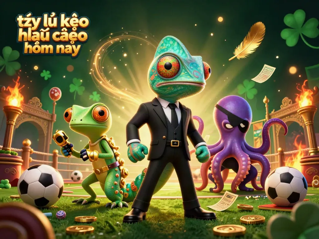 Engage with the latest odds and bets as visualized in this dynamic scene featuring tỷ lệ kèo nhà cái hôm nay with colorful characters and sports elements.