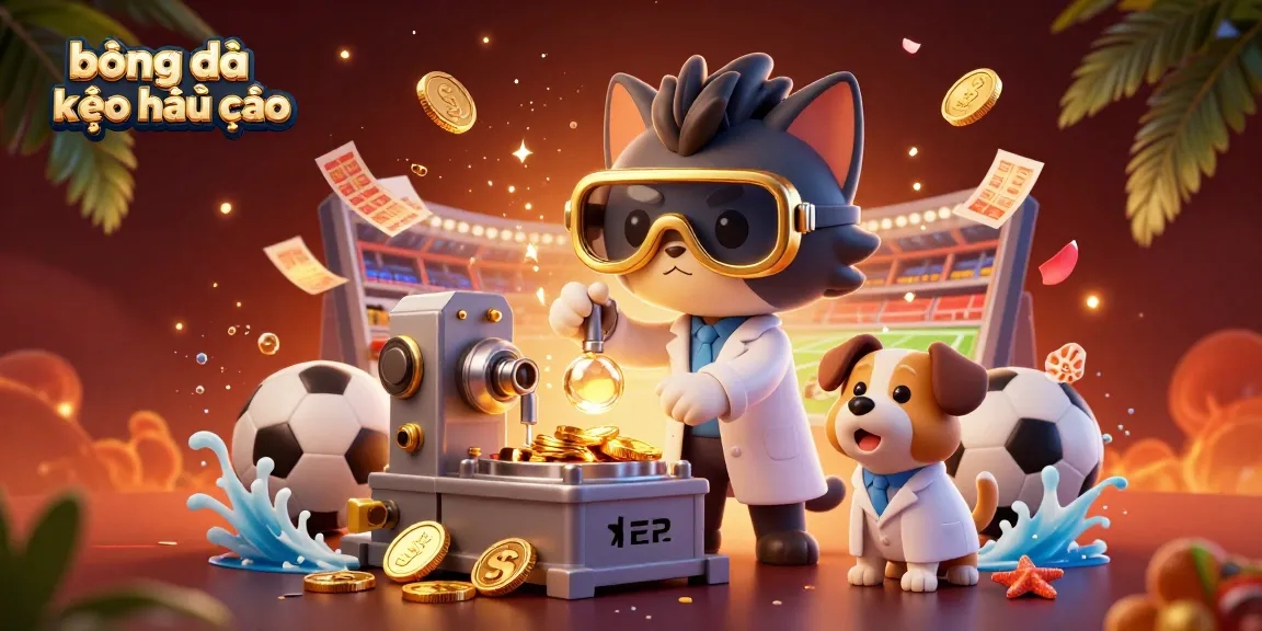 Bet on bóng đá kèo nhà cái with winning strategies and sports elements in a vibrant 3D illustration.